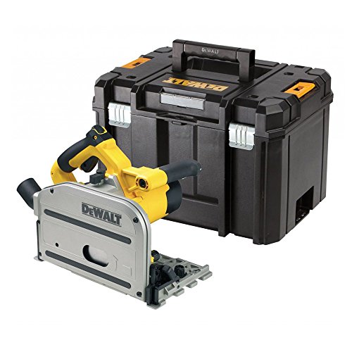 Dewalt 1.300 Watt Tauchkreissäge DWS520KT (für Führungsschienen, max. Schnitttiefe 59 mm, mit Eintauch-Rückschlagstop, Sägeblatt-ø 165 x 20 mm, variable Schnittgeschwindigkeit, flache Schutzhaube)